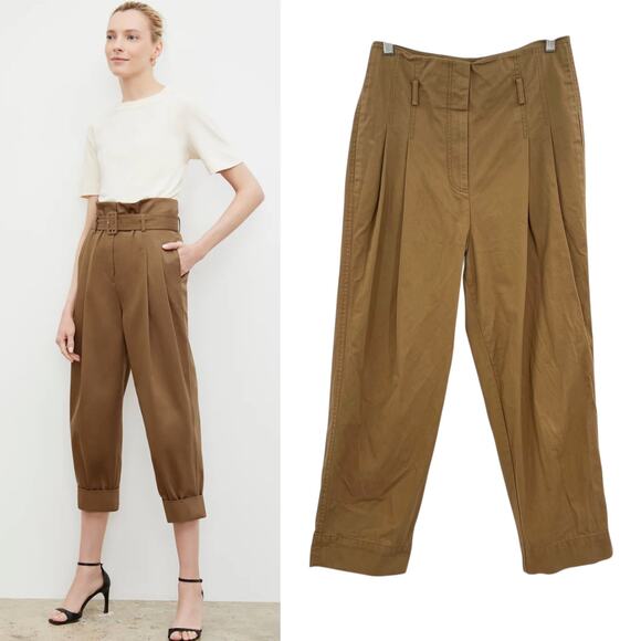 M.M. Lafleur‎ The Talulah Pant Pleated Trouser Eco Chino Khaki Tan Size 4